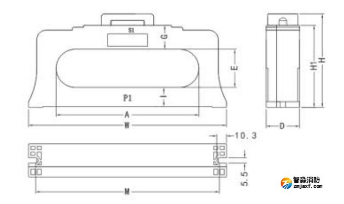 闭口式，方孔100A-630A外形尺寸图