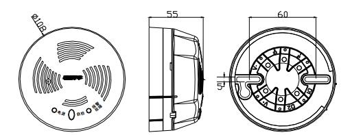 GST-BR001F探测器及底座，示意图